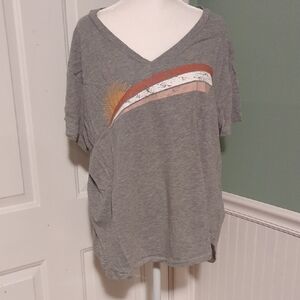 C and C California Gray V Neck Top Plus Size 2X